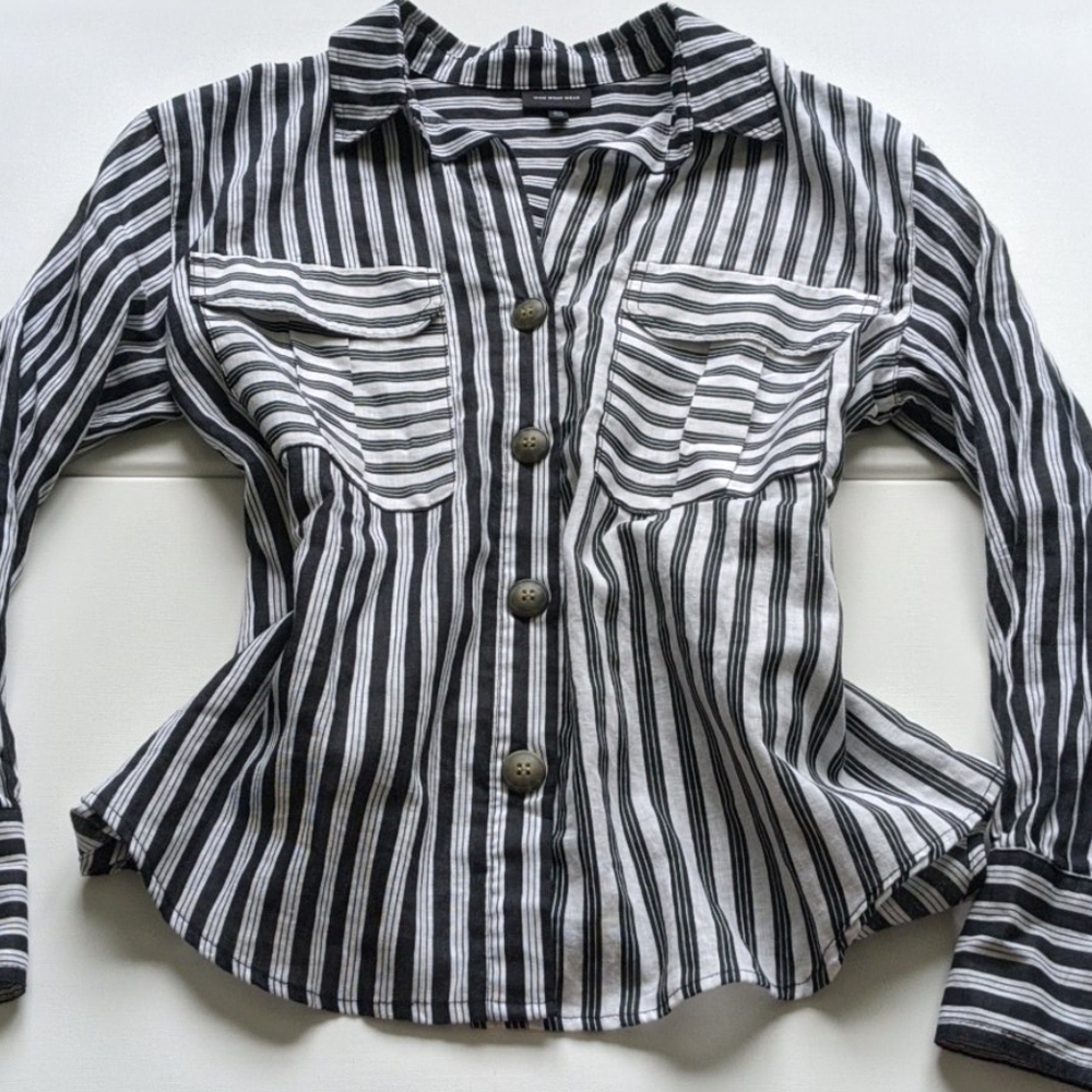Black & white striped button down dress shirt